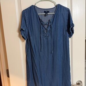 GAP Denim Lace-Up Mini Dress